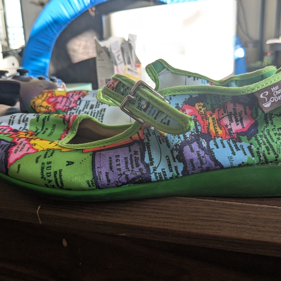 Hot Chocolate Design "Bon Voyage" World Map Mary Janes - Picture 4 of 4